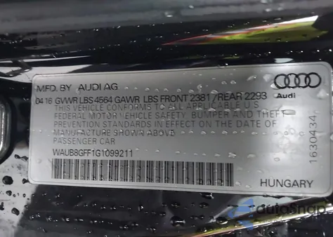 2016 Audi A3 2.0T Premium from USA, damaged, VIN WAUB8GFF1G1099211